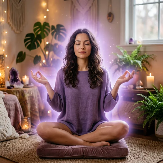 woman peaceful meditation whisper