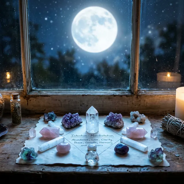 full moon night crystal energy